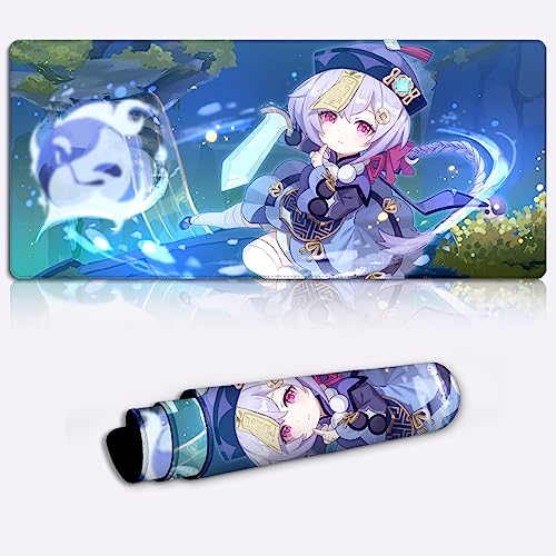 DEHUA Tappetino tastiera e Mouse Genshin Impact Qiqi Gaming Mouse Pad personaggio gioco Tappetino Mouse grandi dimensioni XXL (11,8x31,49X0,15) Tappetini gioco ufficio grandi dimensioni von DEHUA