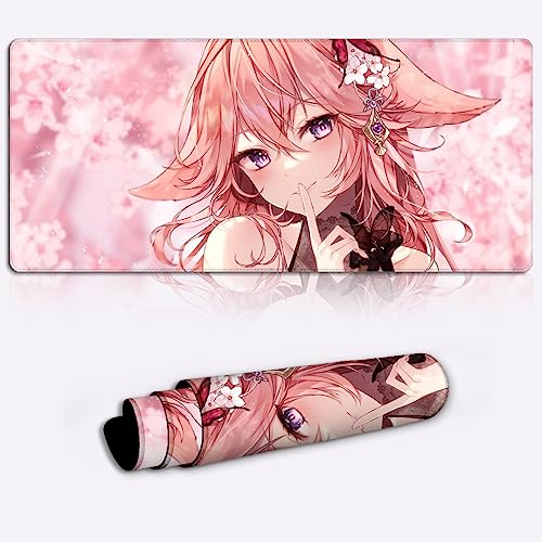 Desk Mousepad Genshin Impact Yae Miko Mouse Mat Desk XL Game Character Large Mouse Pads (13.77x23.6X0.15) Inch Smooth Micro-Fiber Computer Desk Mat von DEHUA