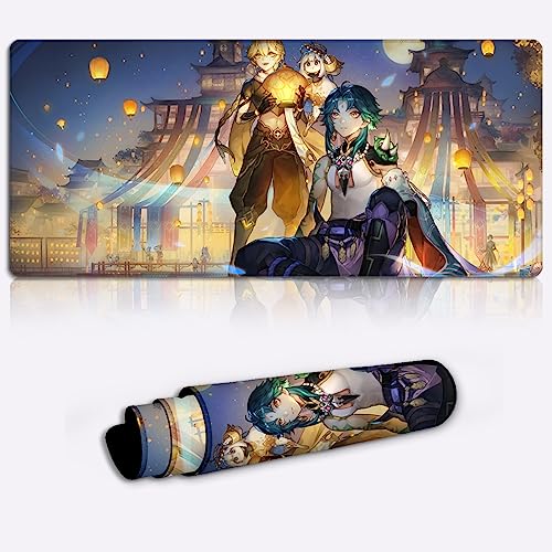 Keyboard Mouse Mat Desk Pad Genshin Impact XXL Xiao Gaming Mouse Pad Mat Game Character Mousemat Office and Gaming (11.8x31.49X0.15) Inch Non Slip Mouse Pad von DEHUA