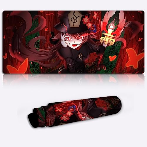 Laptop Desk Pad Genshin Impact Hu Tao Desk Mat Mousepad Game Character Mousemat Office XXL (11.8x31.49X0.15) Inch Gaming Laptop Computer PC Desktop von DEHUA