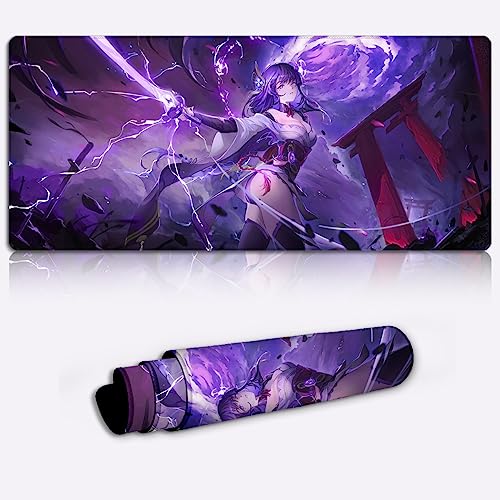 Laptop Tastiera Mouse Mat XXXL Genshin Impact Game pad Big Desk Pads Raiden Shogun Extended Mousepad Desk Game Character (15.7x35.4x0.15) von DEHUA