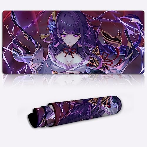 Mat Mousepad Genshin Impact Raiden Shogun Desk Mat Gamer Office Work Home XXL Game Character Gaming Mouse Mat Pad Keyboard Mouse Pad (11.8x31.49X0.15) Inch von DEHUA