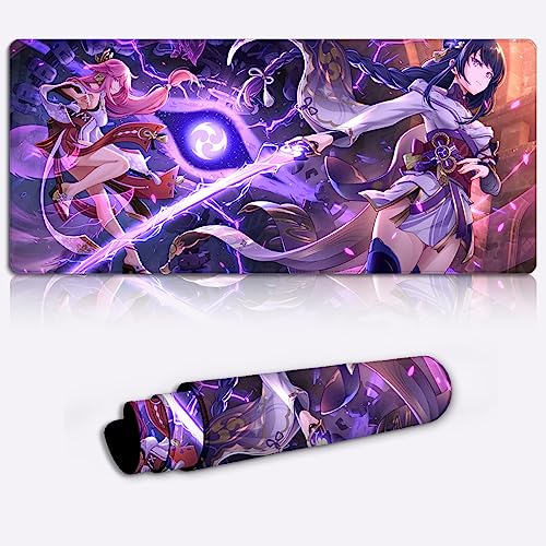 Tappetini Mouse Genshin Impact Gaming Mousepad Raiden Shogun XXXL Tappetino scrivania da gioco Grande Office Decor personaggio gioco (15,7x35,4x0,15) pollici Tappetino Mouse antiscivolo von DEHUA