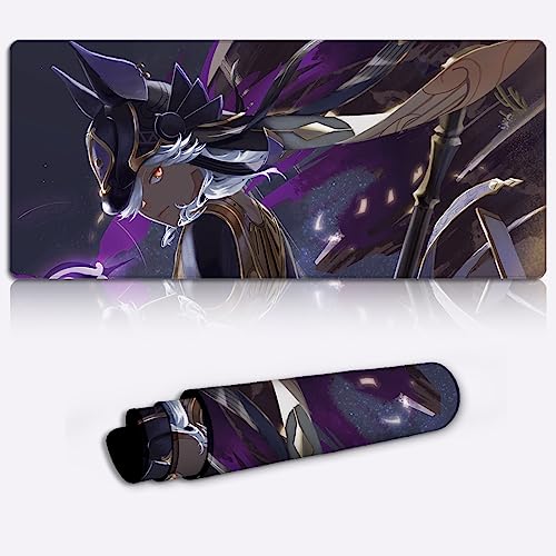 Tappetino per tastiera Genshin Impact Cyno Keyboard Mouse Pad Game Character XL Extended Mousepad Desk (13.77x23.6X0.15) von DEHUA
