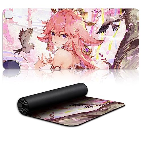 Warm Mat Computer XL Genshin Impact Yae Miko Gaming Mouse Pad Mat personaggio del gioco Tappetino per Mouse Oversize (31x70cm) Con 3 modalità di riscaldamento von DEHUA