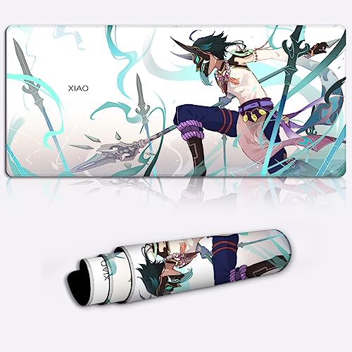 XXL Mat Mousepad Genshin Impact Xiao Desk Mat Gamer Office Work Home Game Character Extended Gaming Mouse Pad (11.8x31.49X0.15) Inch Large Mouse Pads Desk von DEHUA