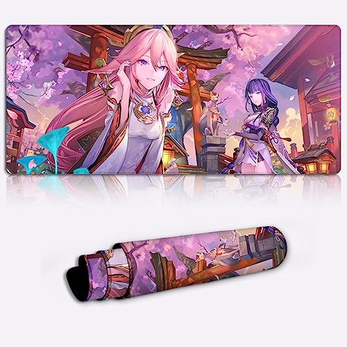 XXL Mat Mousepad Genshin Impact Yae Miko Desk Mat Extended Gaming Mouse Pad Game Character Mouse Pad Mat, Full Desk Mousepad (11.8x31.49X0.15) Inch von DEHUA