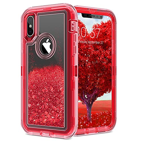 DEIOKL Treibsand Hülle für iPhone 12 11 Pro XS Max X XR 8 7 6 Plus Abdeckung 360 Stoßfeste TPU PC Liquid Protect Handyhüllen , rot, für iPhone X oder XS DEIOKL Treibsand Hülle für iPhone 12 11 Pro XS Max X XR 8 7 6 Plus Abdeckung 360 Stoßfeste TPU PC Liquid Protect Handyhüllen , rot, für iPhone X oder XS von DEIOKL