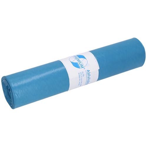 DEISS PREMIUM Abfallsäcke aus Recycling-LDPE, blau, 120 Liter, 25 Stück/Rolle von DEISS