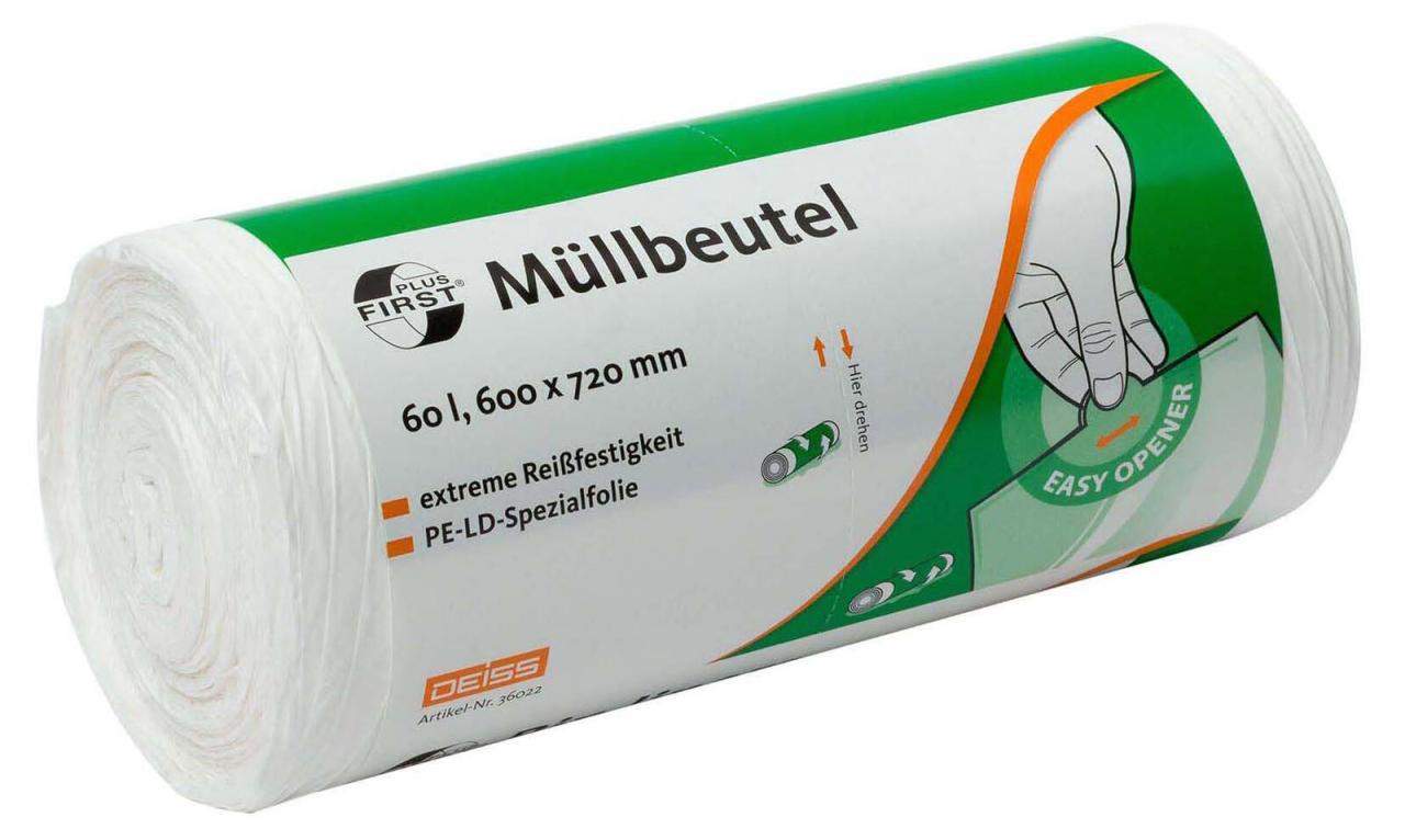 DEISS FIRST PLUS® Müllbeutel 60,0 l transparent von DEISS