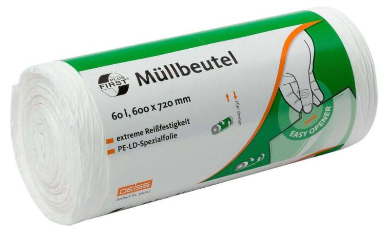 DEISS FIRST PLUS® Müllbeutel 60,0 l transparent von DEISS