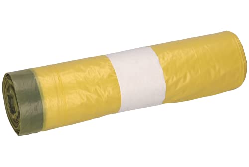 DEISS Gelbe Säcke, Müllsäcke mit Zugband, gelb-transparent, 10 Rollen - 140 Stück von DEISS