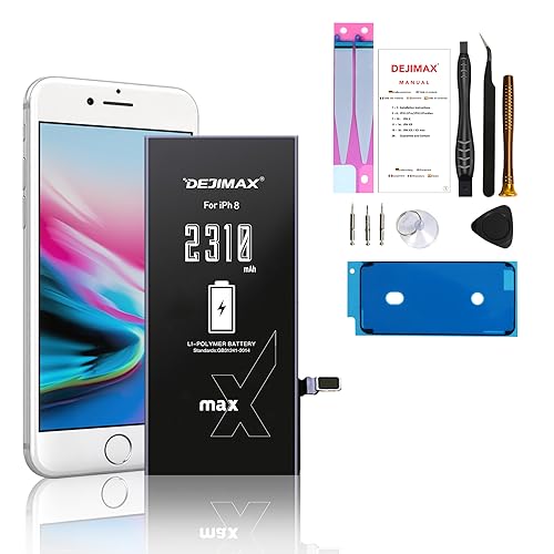 DEJIMAX Akku für iPhone 8, Echte Hohe Kapazität 2310mAh Li-Ion Ersatzakku Kit für iPhone 8 Kompatibel mit Modell A1863 A1905 A1906 mit Komplettem Profi-Reparatur-Set von DEJIMAX