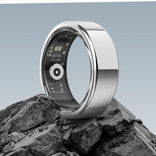 DEKELIFE 2024 Neu Smart Ring Herren Damen, Fitness Tracker Smartring Schlafmonitor Schrittzähler Herzfrequenz SpO2, Fitnessring 100+ Sportmodi IP68 Wasserdicht Smartringe Android iOS, Size 14, Silber von DEKELIFE