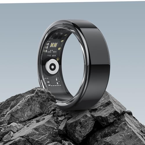 DEKELIFE Smart Ring Herren Damen, Smartring Fitness Tracker Schlafmonitor Schrittzähler Herzfrequenz SpO2, Fitnessring 100+ Sportmodi IP68 Wasserdicht Sport Smartringe Android iOS, Size 14, Schwarz von DEKELIFE