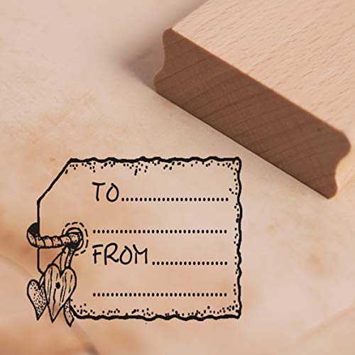 Stempel Anhänger Etikett To From - Motivstempel ca. 48 x 38 mm von DEKO-LANDO