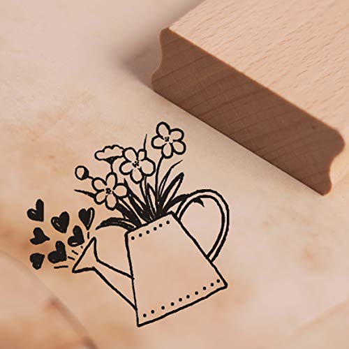 Stempel Blumen Gießkanne mit Herzen - Motivstempel ca. 38 x 38 mm von DEKO-LANDO