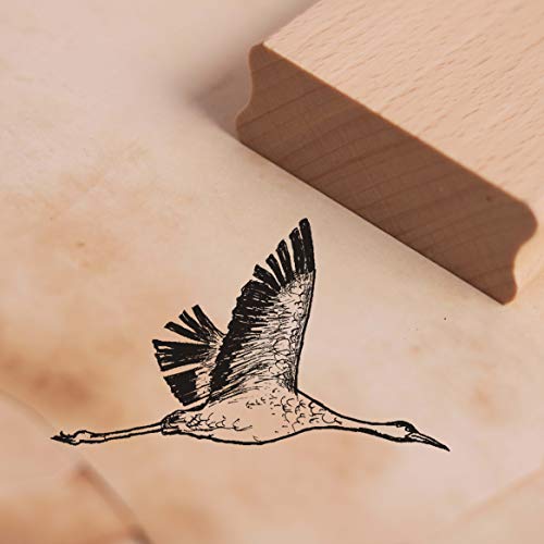 DEKO-LANDO Stempel Fliegender Kranich - Motivstempel Natur Buchenholz ca. 48 x 28 mm von DEKO-LANDO
