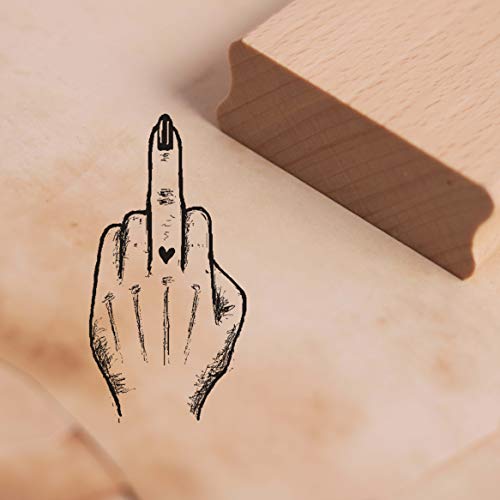 Stempel Mittelfinger mit Herz Tattoo - Motivstempel ca. 25 x 48 mm von DEKO-LANDO