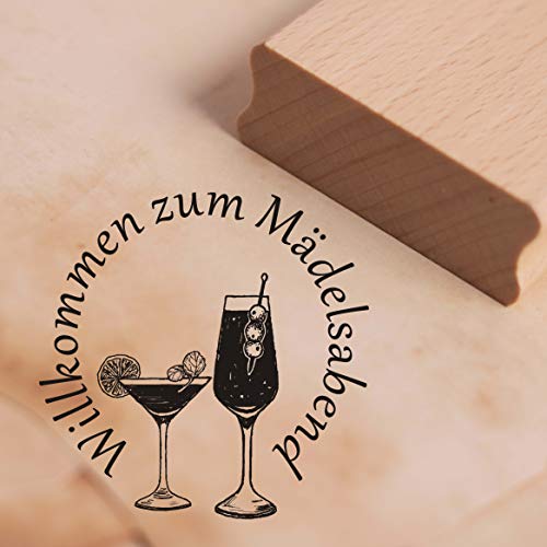 Stempel Willkommen zum Mädelsabend - Motivstempel Cocktail Party - ca. 38 x 38 mm von DEKO-LANDO
