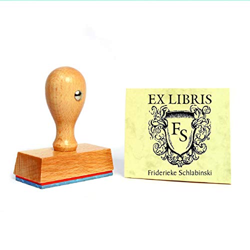 Ex Libris Stempel INITIALEN - Abdruckgröße 40 x 50 mm - mit persönlichem Namen und Initialen von DEKOLANDO