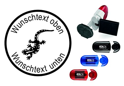 Geocachingstempel « SALAMANDER » mit persönlichen Cachername/Nickname Runder Stempel Geocaching Pocketstempel von DEKOLANDO