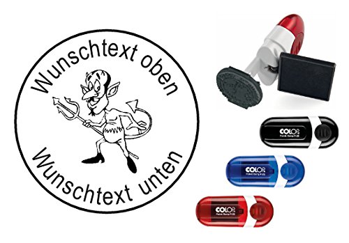 Geocachingstempel TEUFEL - mit persönlichem Namen - runder Stempel von DEKOLANDO