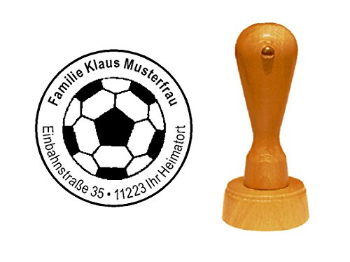 Stempel Fußball - mit persönlicher Adresse - Ø 40 mm von DEKOLANDO