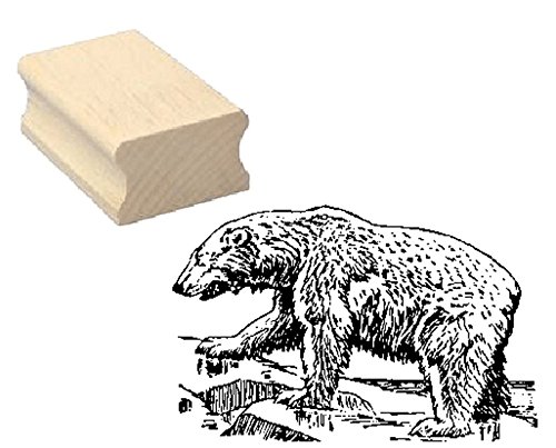 Stempel Holzstempel Motivstempel « EISBÄR auf SCHOLLE » Scrapbooking - Embossing Kinderstempel Tierstempel Aktis Eis Nordpol von DEKOLANDO