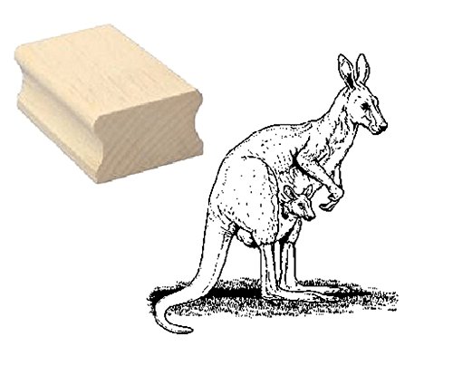 Stempel Holzstempel Motivstempel « KÄNGURU mit KIND » Scrapbooking - Embossing Kinderstempel Tierstempel Tierpark Zoo Australien von DEKOLANDO