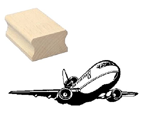 Stempel Holzstempel Motivstempel « PASSAGIERFLUGZEUG » Scrapbooking - Embossing Kinderstempel Pilot Flugzeug Urlaub Stewardess von DEKOLANDO