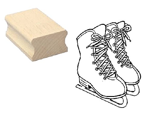 Stempel Holzstempel Motivstempel « SCHLITTSCHUHE » Scrapbooking - Embossing Eiskunstlaufen Schlittschulaufen Eisschnelllaufen Sport von DEKOLANDO