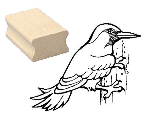 Stempel Holzstempel Motivstempel « niedlicher SPECHT » Scrapbooking - Embossing Kinderstempel Tierstempel Ornithologe Vogel Zoo Tierpark Kindergarten von DEKOLANDO