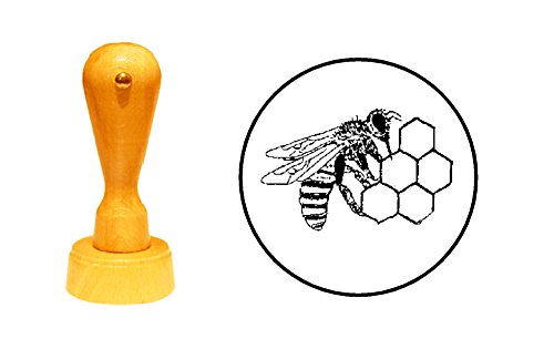 Stempel IMKER Honig Biene - Durchmesser ca. Ø 25 mm - Motivstempel aus Buchenholz von DEKOLANDO
