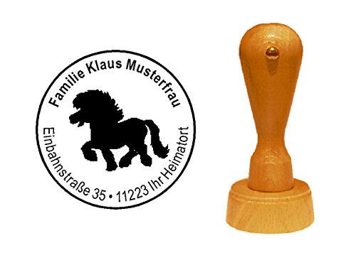 Stempel ISLANDPONY ISLANDPFERD - mit persönlicher Adresse - Ø 40 mm von DEKOLANDO