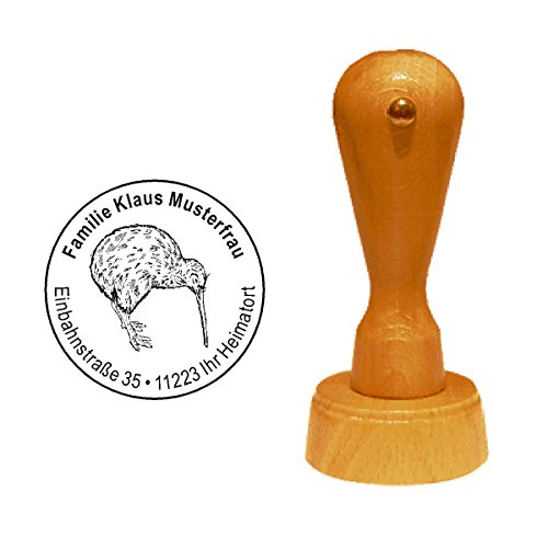 Stempel Kiwi Vogel - mit persönlicher Adresse - Ø 40 mm von DEKOLANDO