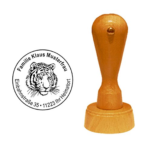 Stempel Tiger Kopf - mit persönlicher Adresse - Ø 40 mm von DEKOLANDO