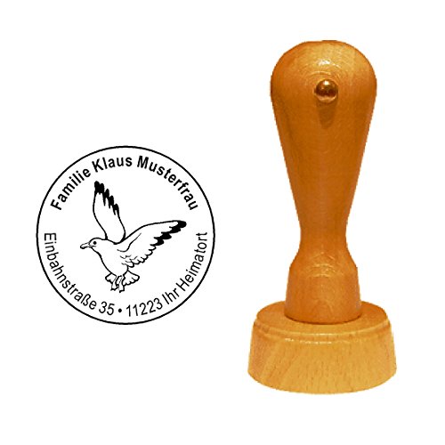 Stempel fliegende Möwe - mit persönlicher Adresse - Ø 40 mm von DEKOLANDO