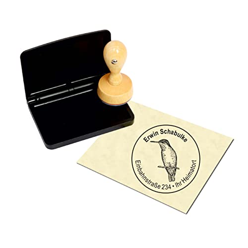 Stempel mit Kissen KOLIBRI - mit persönlicher Adresse - ca. Ø 40 mm von DEKOLANDO