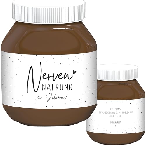 Nervennahrung Geschenk Schokoaufstrich Etiketten mit Namen personalisiert Aufkleber für z.B. Glas Nutella Nerven Geschenk Etiketten | 2 Stück von DEL MÀ Unique & Personal