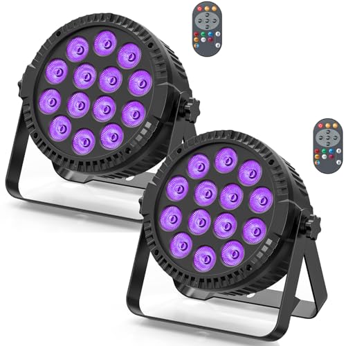 2 Stück LED Par Scheinwerfer Bühnenlicht mit Fernbedienung 14 * 6W RGBW DMX Disco partylicht Kontrolle durch Meister-Sklave Sound Auto Par Strahler für DJ Bar Hochzeit Weihnachten von DELIBANG