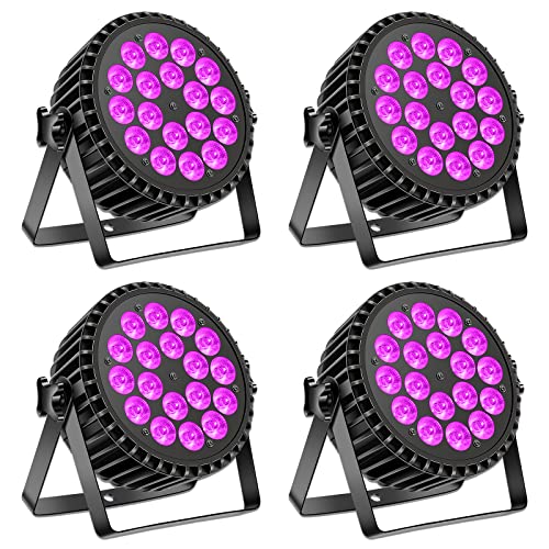 200W Par LED Scheinwerfer RGBW UV Schwarzlicht Strahler, 18 LED Bühnenlicht Partylicht DMX512 für Party, Bar, Weihnachten, Halloween, Hochzeit (4 Stücke) von DELIBANG