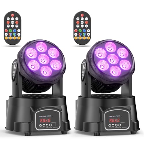 2er 70W Moving Head Wash mit Fernbedienung Mini Bühnenlicht DMX512 RGBW LED Spot DJ Partylicht Geeignet für Disco, Bar, Club, Hochzeit Deutsches Inventar von DELIBANG