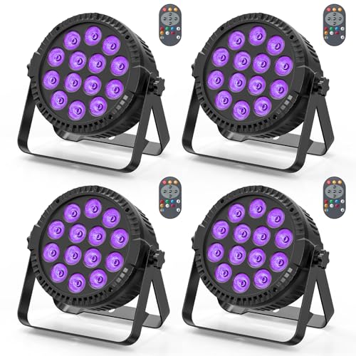 4 Stück LED Par Strahler Bühnenlicht 14 * 6W RGBW DMX Disco partylicht mit Fernbedienung Meister-Sklave Sound Auto Par Scheinwerfer für DJ Bar Hochzeit Halloween Weihnachten von DELIBANG