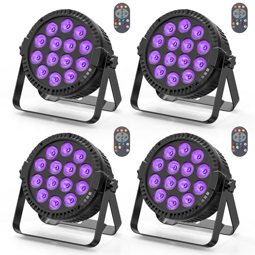 4 Stück LED Par Strahler Bühnenlicht 14 * 6W RGBW DMX Disco partylicht mit Fernbedienung Meister-Sklave Sound Auto Par Scheinwerfer für DJ Bar Hochzeit Halloween Weihnachten von DELIBANG