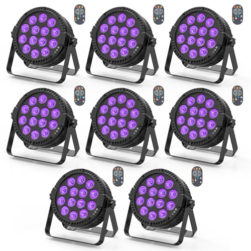 8 pcs LED Par Strahler Bühnenlicht 14 * 6W RGBW DMX512 Disco partylicht mit Fernbedienung Meister-Sklave Sound Auto Par Scheinwerfer mit Halterung für DJ disco Bar Hochzeit Halloween Weihnachten von DELIBANG