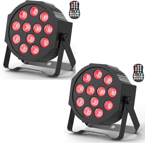 DELIBANG 2PCS RGBW LED Strahler Akku 24W, Wiederaufladbar 12 LED Bühnenlicht mit Fernbedienung und Timing, Scheinwerfer Par Outdoor Effektstrahler 8CH für Party Bar Bühne Hochzeit Weihnachten von DELIBANG