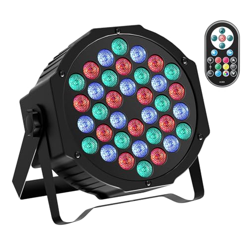 DELIBANG 36 LED Par Scheinwerfer, RGB Bühnenlicht DMX Disco licht mit Fernbedienung, Effektstrahlermit Sound-Aktivierungs Kontrolle für DJ Bar Hochzeit Halloween Weihnachten von DELIBANG