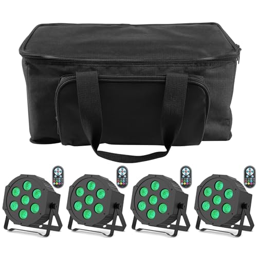 DELIBANG 4PCS RGBW LED Par Strahler mit Par Bag, 7 LED DMX Scheinwerfer Bühnenlicht Partylicht Lichteffekte mit Fernbedienung für Disco DJ Party Hochzeit Weihnachten Haloween Beleuchtung DELIBANG 4PCS RGBW LED Par Strahler mit Par Bag, 7 LED DMX Scheinwerfer Bühnenlicht Partylicht Lichteffekte mit Fernbedienung für Disco DJ Party Hochzeit Weihnachten Haloween Beleuchtung von DELIBANG