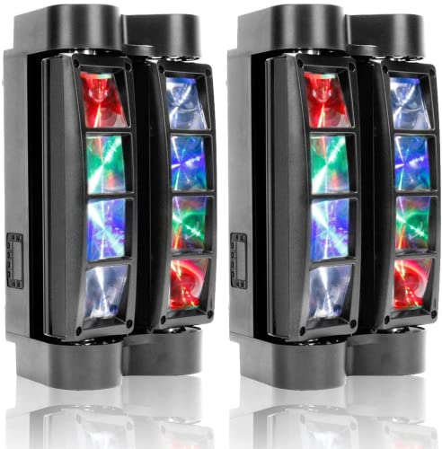 DELIBANG 60W Moving Head Disco Partylicht 8 * 3W RGBW 4 in 1 LED Bühnenlicht DMX512 und Sound Control dj licht für Bar Home Ballroom Band Shows Hochzeit Weihnachten Helloween (Schwarz-2 Stück) von DELIBANG